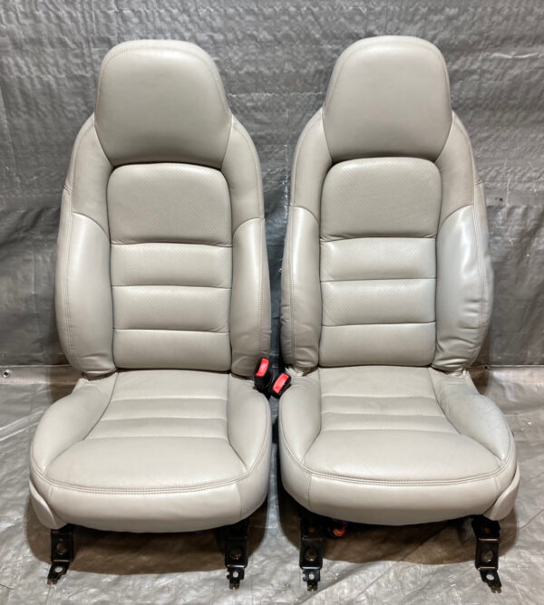2005-2010 Chevrolet Corvette C6 Titanium Gray Leather Power Seats w/ Memory / Pair / C6014