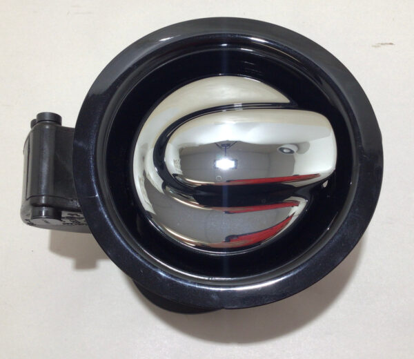 2007-2014 Mini Cooper R55 R56 Chrome Fuel Door w/ Trim / Midnight Black Metallic R2027