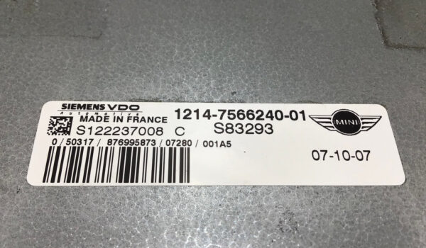 2008 Mini Cooper S R52 Convertible Engine Control Module ECU / Manual / 1214756624001 / R1020 - Image 4