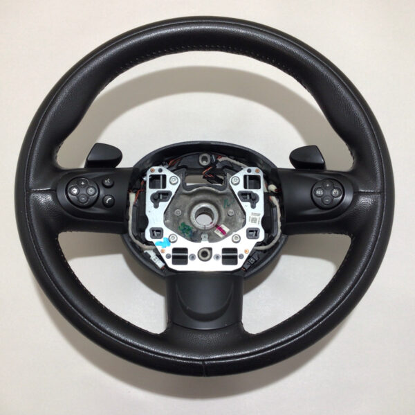 2011-2015 Mini Cooper Black Leather 3 Spoke Steering Wheel / Automatic / R2027