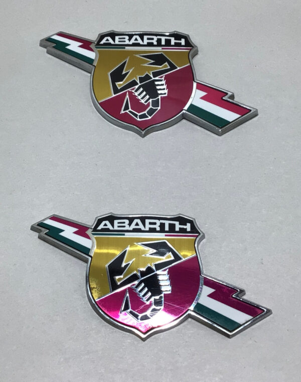 2012-2017 Fiat 500 Abarth OEM Rear Quarter Panel Badges / Emblems / Pair / F5018