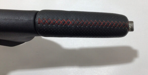 2012-2017 Fiat 500 Abarth Parking Brake Handle Assembly / Black Leather / Red Stitch / F5014 - Image 3