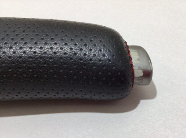2012-2017 Fiat 500 Abarth Parking Brake Handle Assembly / Black Leather / Red Stitch / F5014 - Image 4