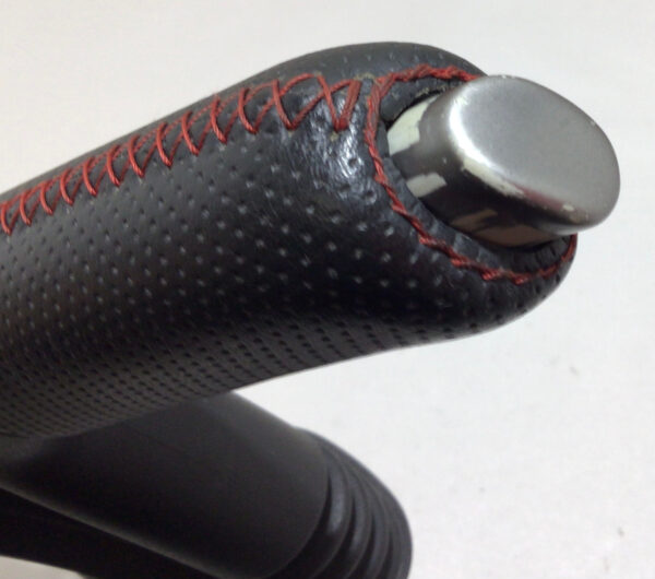 2012-2017 Fiat 500 Abarth Parking Brake Handle Assembly / Black Leather / Red Stitch / F5016 - Image 4