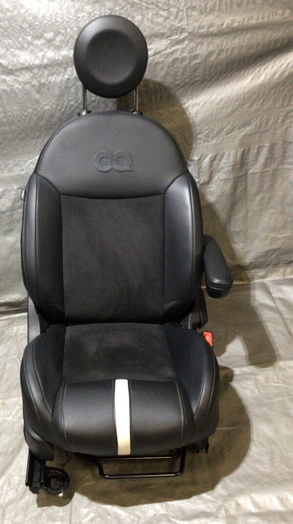 2014 Fiat 500c GQ Edition Black Leather / Suede Front & Rear Seat Set / F5017 - Image 2