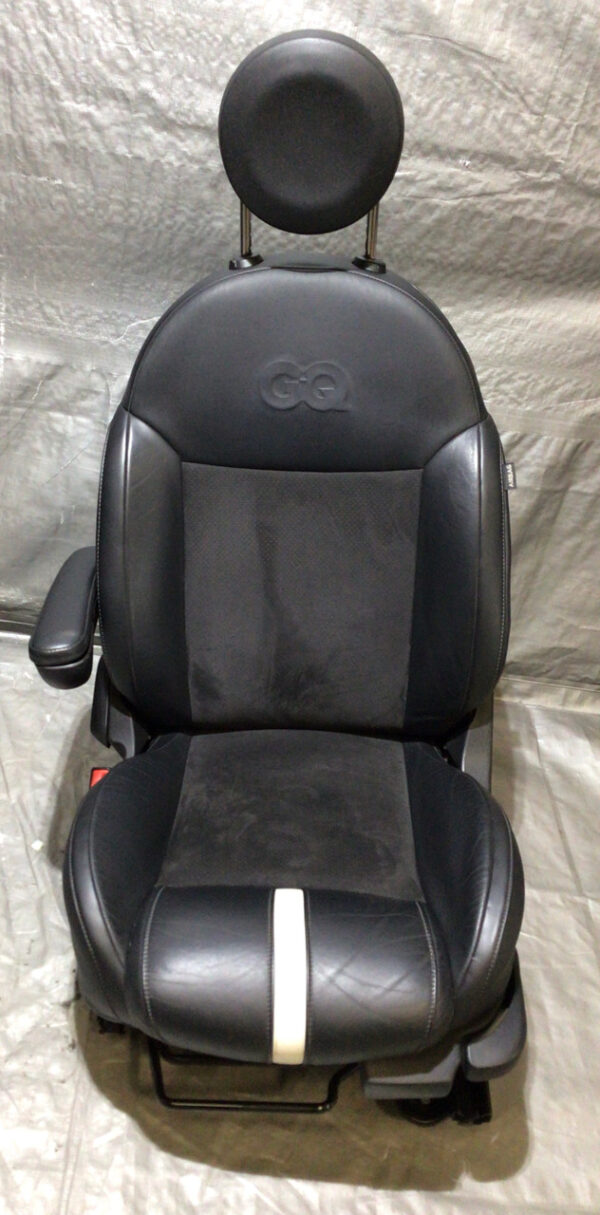 2014 Fiat 500c GQ Edition Black Leather / Suede Front & Rear Seat Set / F5017 - Image 3