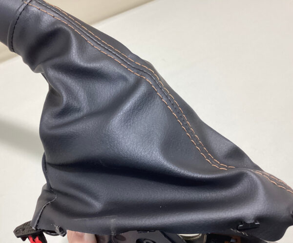 2017-2020 Fiat 124 Spider Black Leather Parking Brake Handle / Saddle Brown Stitching / FD019 - Image 3