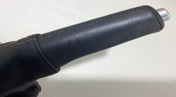 2017-2020 Fiat 124 Spider Black Leather Parking Brake Handle / Saddle Brown Stitching / FD019 - Image 4