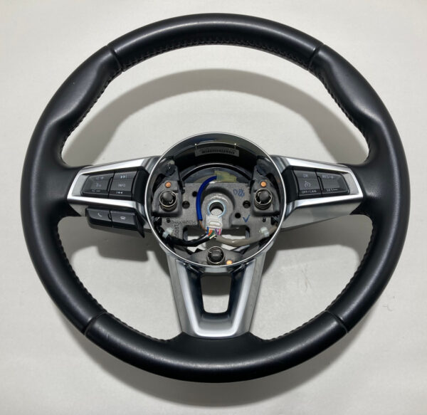 2017-2020 Fiat 124 Spider Lusso Black Leather Steering Wheel / Manual / White Stitching / FD020