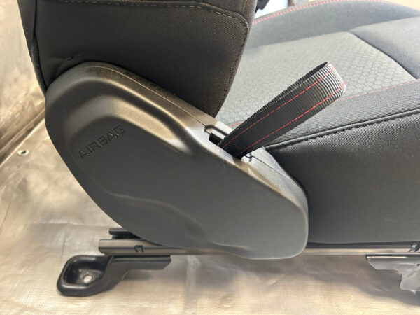 2018-2021 Jeep Wrangler JL Unlimited 4DR Rubicon Passenger Side Front Black Cloth Seat w/ Red Stitching / JL006 - Image 2