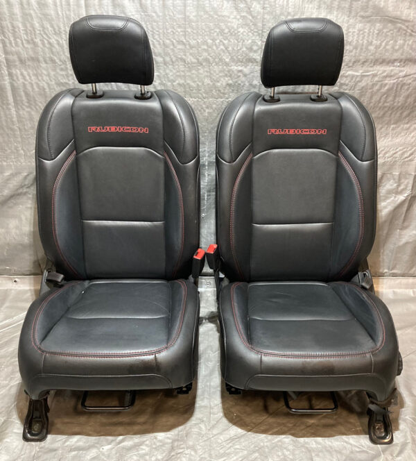 2018-2023 Jeep Wrangler JL Unlimited 4DR Rubicon Black Leather Front Seats / Red Stitching / Pair / JL008