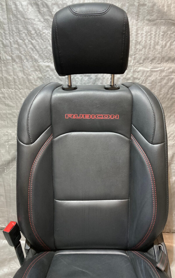 2018-2023 Jeep Wrangler JL Unlimited 4DR Rubicon Black Leather Front Seats / Red Stitching / Pair / JL008 - Image 2