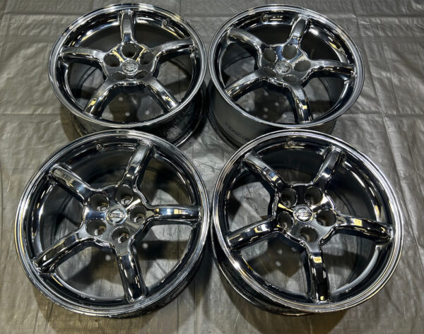 *DAMAGE* 2003-2008 Nissan 350Z OEM 18x8" Chrome 5 Spoke Wheels Rims / Set of 4 / 5Z016