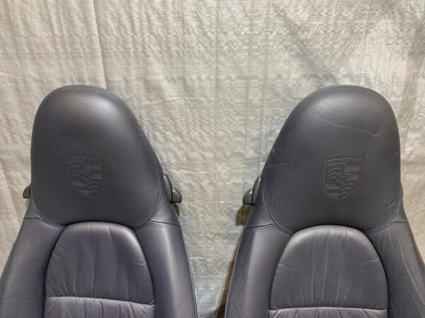 *Damage* 1999-2004 Porsche 996 911 / 986 Boxster 4 Way Power Draped Leather Seats / Metropol Blue / P6013 - Image 3